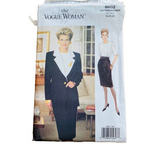 Vogue Woman Sewing Pattern Sz 18-22 Jacket Dress Suit Uncut #8602 Vintage 1993
